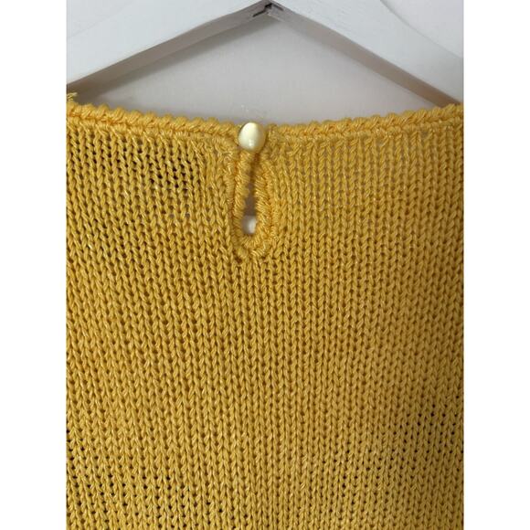 Vtg Maurada Sweater Large Knit Yellow Crew Retro Cardigan Pullon - Picture 6 of 13